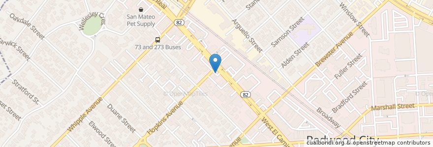 Mapa de ubicacion de Circle K en États-Unis D'Amérique, Californie, San Mateo County, Redwood City.