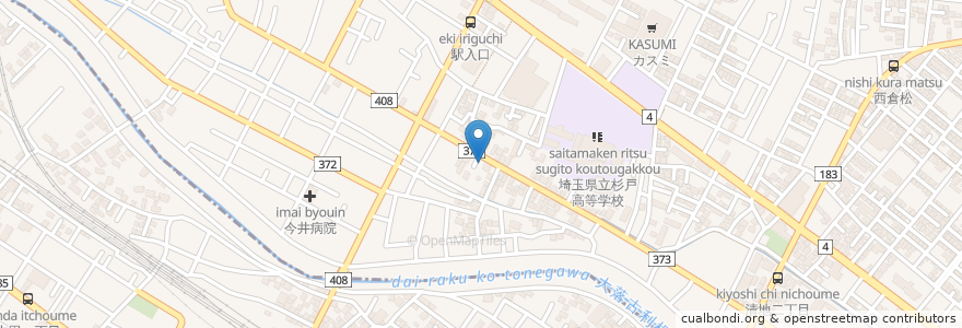 Mapa de ubicacion de 巴湯(廃業) en Japan, Präfektur Saitama, 北葛飾郡, 杉戸町, 宮代町.