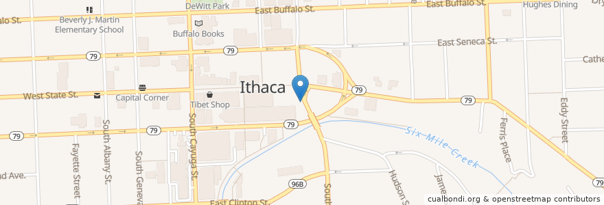 Mapa de ubicacion de Monks on the Commons en Stati Uniti D'America, New York, Tompkins County, Ithaca Town, Ithaca.