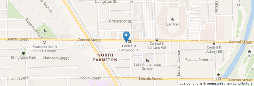 Mapa de ubicacion de Ten Mile House en Amerika Syarikat, Illinois, Evanston.