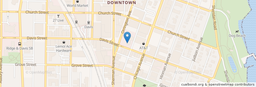 Mapa de ubicacion de Next of Kin Restaurant & Cafe en Vereinigte Staaten Von Amerika, Illinois, Evanston.