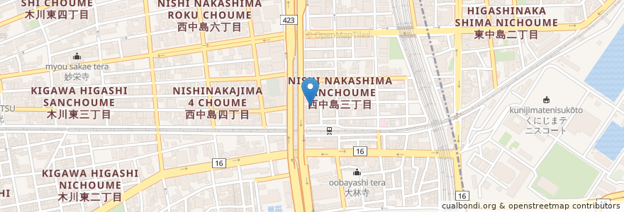 Mapa de ubicacion de きらく屋 en Japan, Präfektur Osaka, 大阪市, 淀川区.