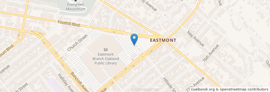 Mapa de ubicacion de Eastmont Transit Center en 美利坚合众国/美利堅合眾國, 加利福尼亚州/加利福尼亞州, 阿拉梅达县/阿拉米達縣/阿拉米達郡, 奥克兰/奧克蘭/屋崙.