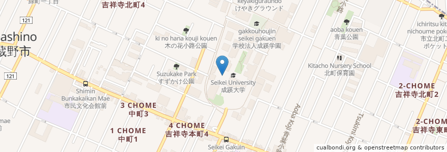 Mapa de ubicacion de カフェ＆ホールCOMMicｈi en Jepun, 東京都, 武蔵野市.