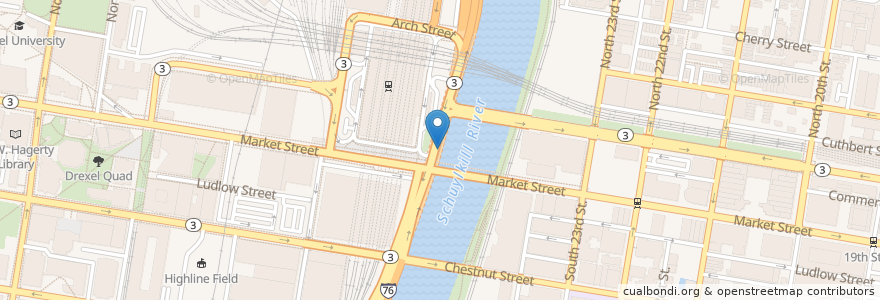 Mapa de ubicacion de 30th Street Station East en 美利坚合众国/美利堅合眾國, 宾夕法尼亚 / 賓夕法尼亞州, Philadelphia County, 費城.