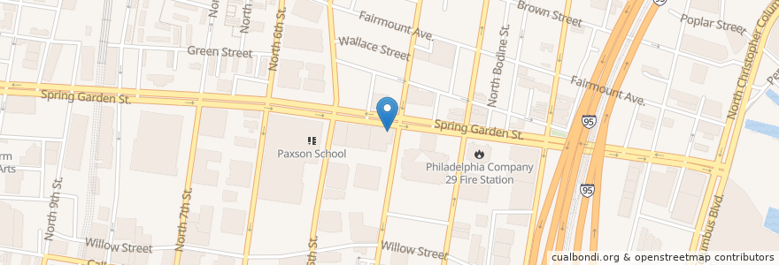 Mapa de ubicacion de Spring Garden Restaurant en Amerika Birleşik Devletleri, Pensilvanya, Philadelphia County, Philadelphia.