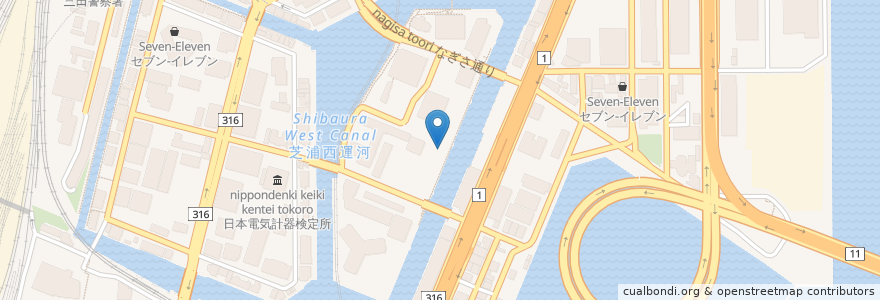 Mapa de ubicacion de 芝浦アイランド内科クリニック en 일본, 도쿄도, 미나토.