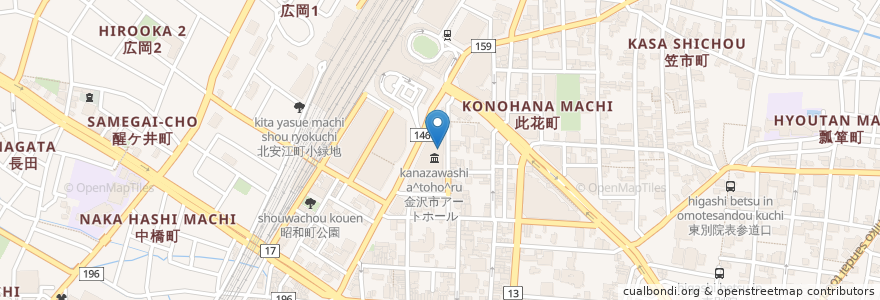 Mapa de ubicacion de Blue Monday en Japan, 石川県, 金沢市.