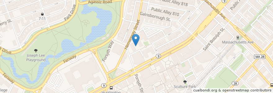 Mapa de ubicacion de Food Hall at Stetson West en Amerika Syarikat, Massachusetts, Suffolk County, Boston.
