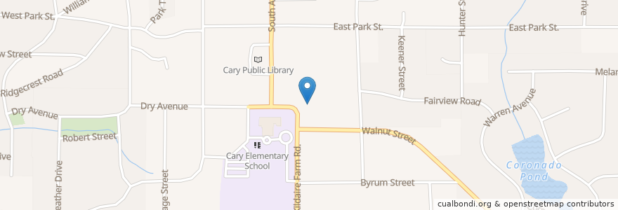 Mapa de ubicacion de Cary Regional Library en United States, North Carolina, Wake County, Cary.
