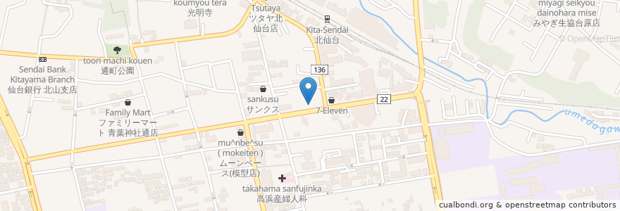 Mapa de ubicacion de すし処澤家 en Japón, Prefectura De Miyagi, 仙台市, 青葉区.