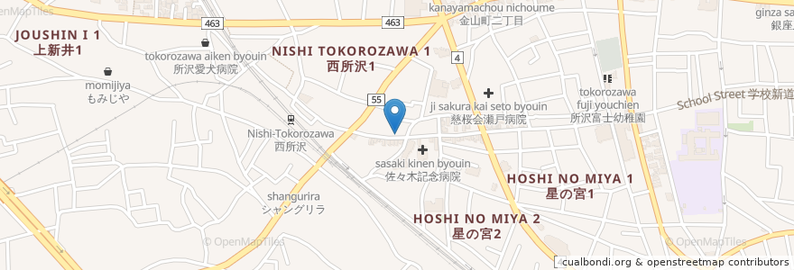 Mapa de ubicacion de 新井耳鼻咽喉科 en Japan, 埼玉県, 所沢市.