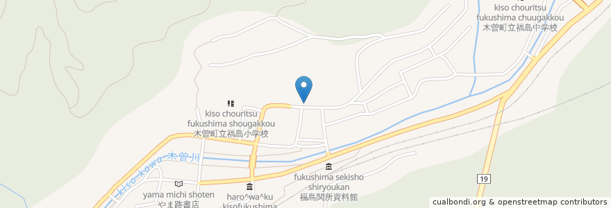 Mapa de ubicacion de 食堂はやし en 日本, 長野県, 木曽郡, 木曽町.