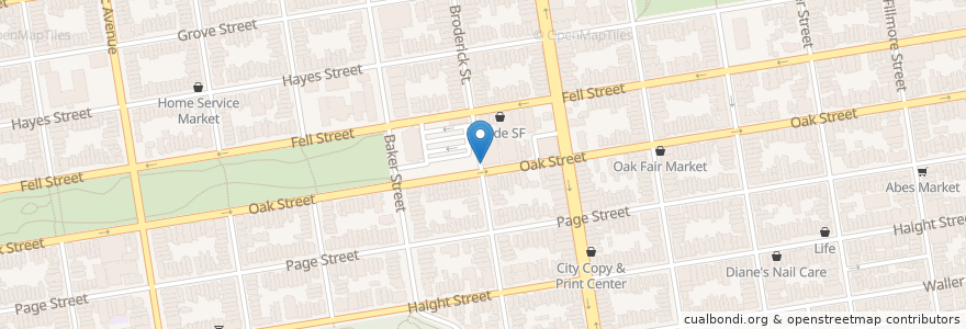 Mapa de ubicacion de Ford GoBike station - Broderick St at Oak St en Соединённые Штаты Америки, Калифорния, Сан-Франциско, San Francisco.