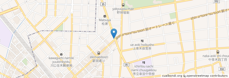 Mapa de ubicacion de 青木信用金庫 並木町支店 en 日本, 埼玉県, 川口市.