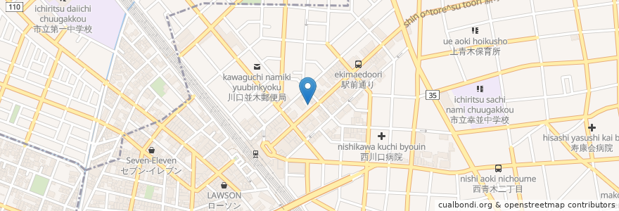 Mapa de ubicacion de 川口警察署 並木交番 en Japan, 埼玉県, 川口市.