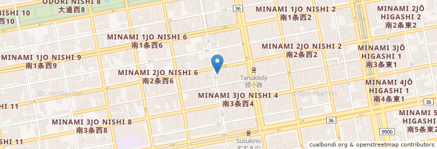 Mapa de ubicacion de Brunch Dining bob en 일본, 홋카이도, 石狩振興局, 札幌市, 中央区.