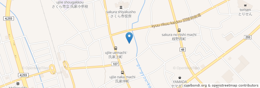 Mapa de ubicacion de 光明寺 en 日本, 栃木県, さくら市.