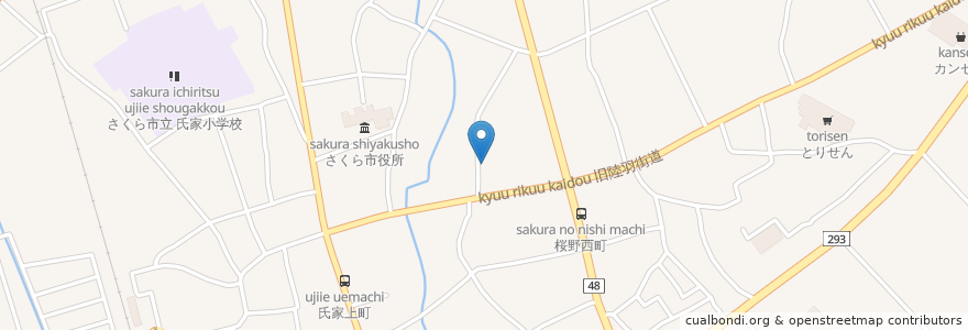 Mapa de ubicacion de 薬王寺 en Japan, Tochigi Prefecture, Sakura.