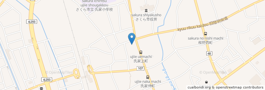 Mapa de ubicacion de 栃木銀行氏家支店 en اليابان, 栃木県, さくら市.
