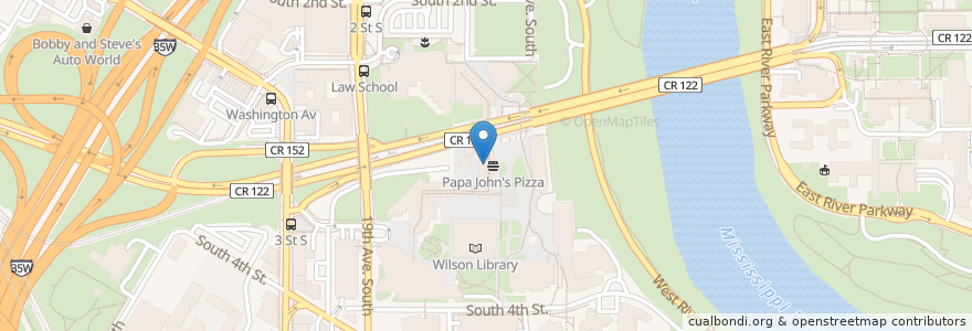 Mapa de ubicacion de Essentials Restaurant en Amerika Syarikat, Minnesota, Hennepin County, Minneapolis.