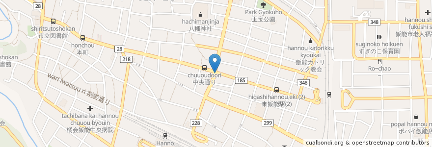 Mapa de ubicacion de 東和銀行 en Jepun, 埼玉県, 飯能市.