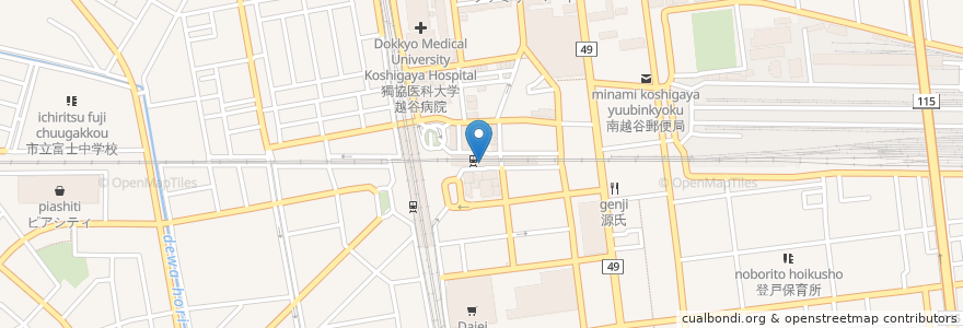Mapa de ubicacion de いろり庵きらく南越谷店 en 日本, 埼玉県, 越谷市.