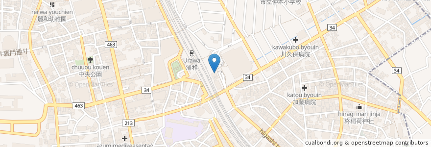 Mapa de ubicacion de ミスタードーナツ en Japão, 埼玉県, さいたま市, 浦和区.