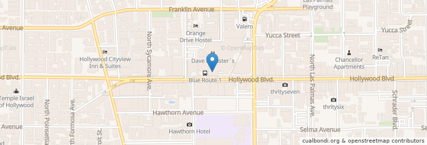 Mapa de ubicacion de Hard Rock Cafe en الولايات المتّحدة الأمريكيّة, كاليفورنيا, مقاطعة لوس أنجلس, لوس أنجلس.