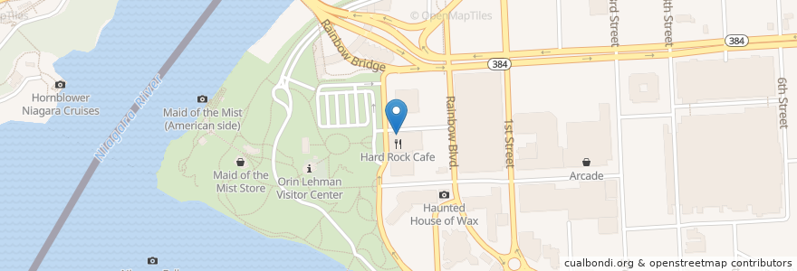 Mapa de ubicacion de Hard Rock Cafe en Estados Unidos Da América, Nova Iorque, Niagara County, Niagara Falls.