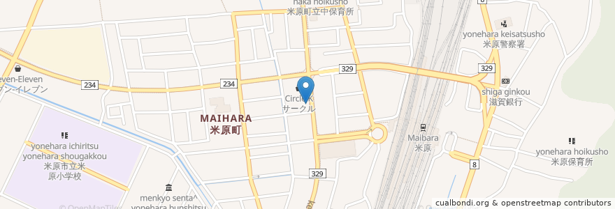Mapa de ubicacion de ほっかほっか亭 en Япония, Сига, 米原市.