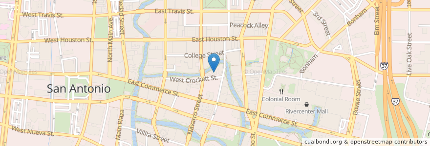 Mapa de ubicacion de Hard Rock Cafe en 美利坚合众国/美利堅合眾國, 得克萨斯州 / 德克薩斯州 / 德薩斯州, Bexar County, San Antonio.