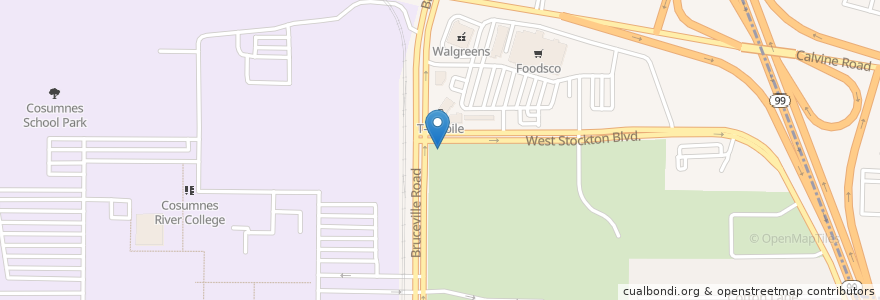 Mapa de ubicacion de Taco Bell en 美利坚合众国/美利堅合眾國, 加利福尼亚州/加利福尼亞州, Sacramento County, Sacramento.