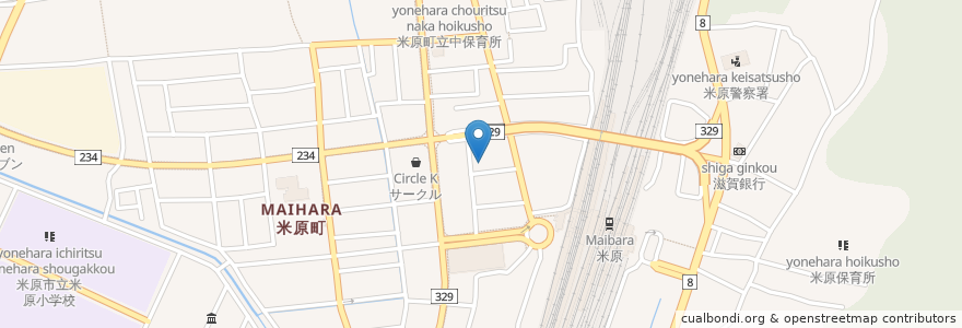 Mapa de ubicacion de 松原歯科 en Giappone, Prefettura Di Shiga, 米原市.