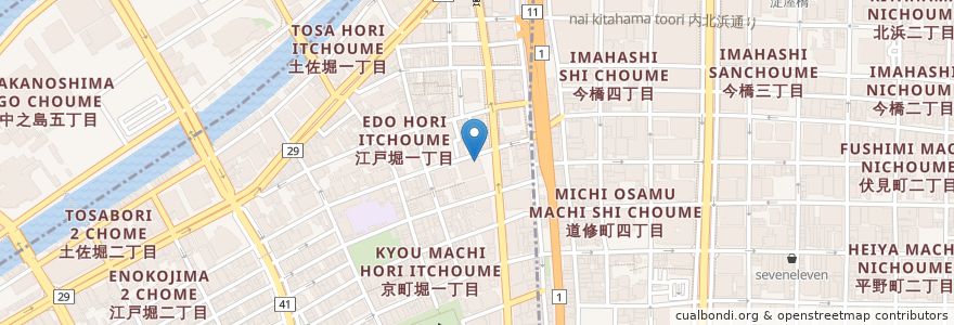 Mapa de ubicacion de ピッツェリア・ラポルタ en 일본, 오사카부, 오사카, 기타구, 西区.