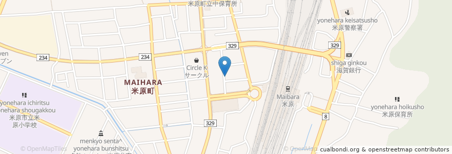 Mapa de ubicacion de 北村内科循環器科医院 en 日本, 滋賀県, 米原市.