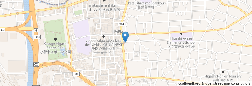 Mapa de ubicacion de 吉の湯 en 日本, 東京都, 葛飾区.
