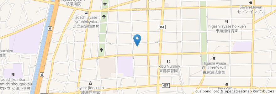 Mapa de ubicacion de めぐみ湯 en ژاپن, 東京都, 足立区.