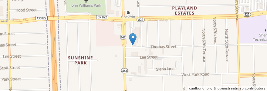 Mapa de ubicacion de Little Caesars en Amerika Syarikat, Florida, Broward County, Hollywood.