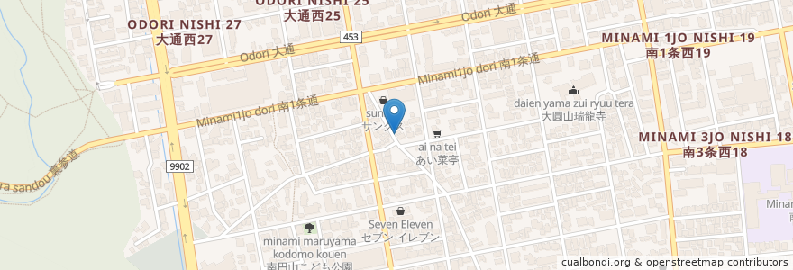 Mapa de ubicacion de Chata en 日本, 北海道, 石狩振興局, 札幌市, 中央区.