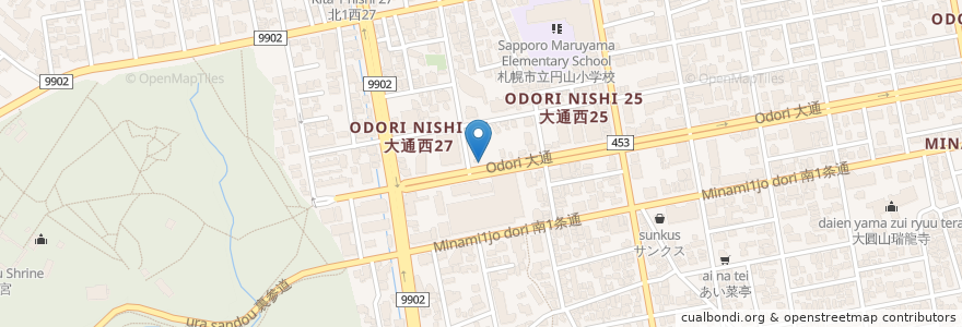 Mapa de ubicacion de ポロクル (12) en 日本, 北海道, 石狩振興局, 札幌市, 中央区.