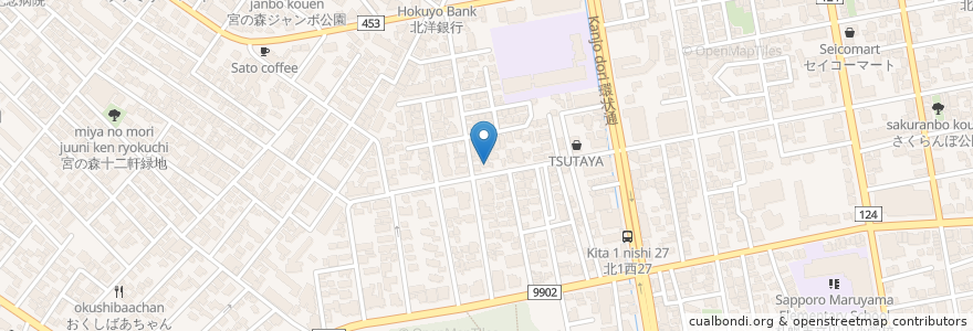 Mapa de ubicacion de 神宮温泉 en 日本, 北海道, 石狩振興局, 札幌市, 中央区.