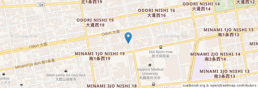 Mapa de ubicacion de Maru Mame en Japonya, 北海道, 石狩振興局, 札幌市, 中央区.