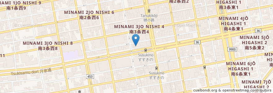 Mapa de ubicacion de Nagomiyahitoyo en Jepun, 北海道, 石狩振興局, 札幌市, 中央区.
