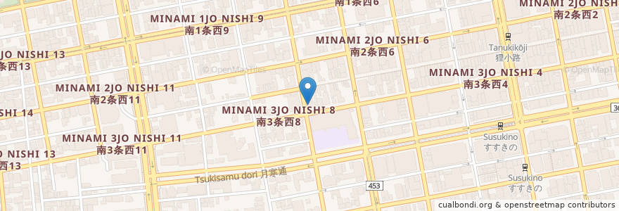 Mapa de ubicacion de Coffee & Wine en Japonya, 北海道, 石狩振興局, 札幌市, 中央区.