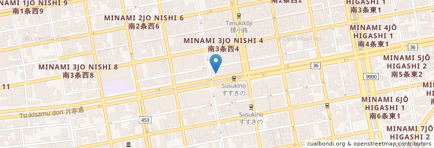 Mapa de ubicacion de La Bavia en اليابان, محافظة هوكايدو, 石狩振興局, 札幌市, 中央区.