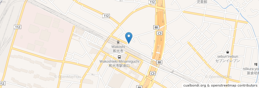 Mapa de ubicacion de 武蔵野銀行 en 日本, 埼玉県, 和光市.