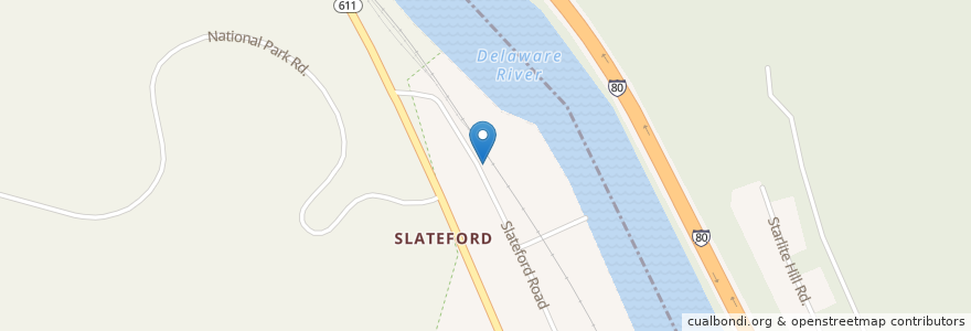 Mapa de ubicacion de Slateford Inn en アメリカ合衆国, ニュージャージー州, Northampton County, Warren County.