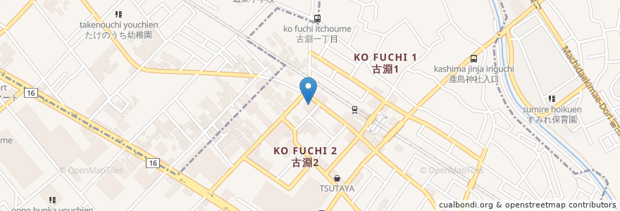 Mapa de ubicacion de 古淵駅南口自転車駐車場 en Japon, Préfecture De Kanagawa, 相模原市, 南区.