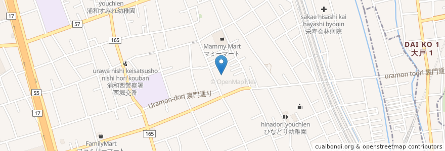 Mapa de ubicacion de ドラッグストアセキ中浦和店 en 日本, 埼玉県, さいたま市, 桜区.